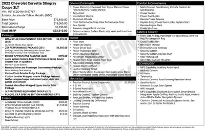 2022 Chevrolet Corvette Stingray 3LT Z51 IMSA C8.R Edition