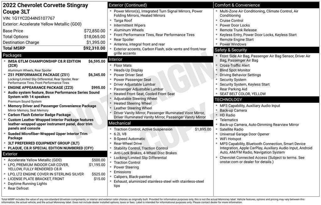 2022 Chevrolet Corvette Stingray 3LT Z51 IMSA C8.R Edition