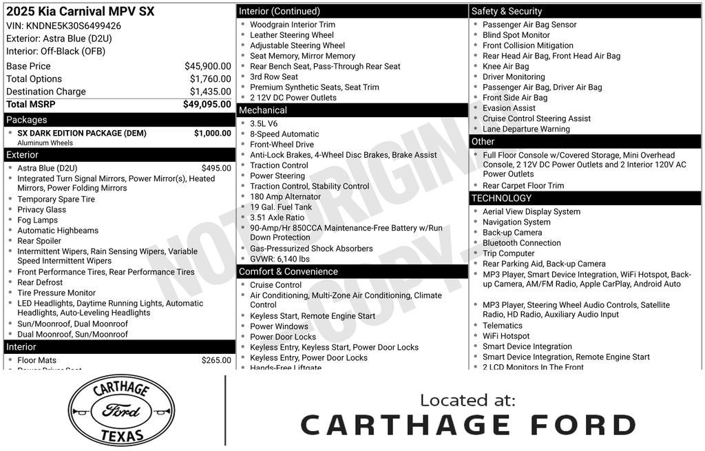 2025 Kia Carnival SX