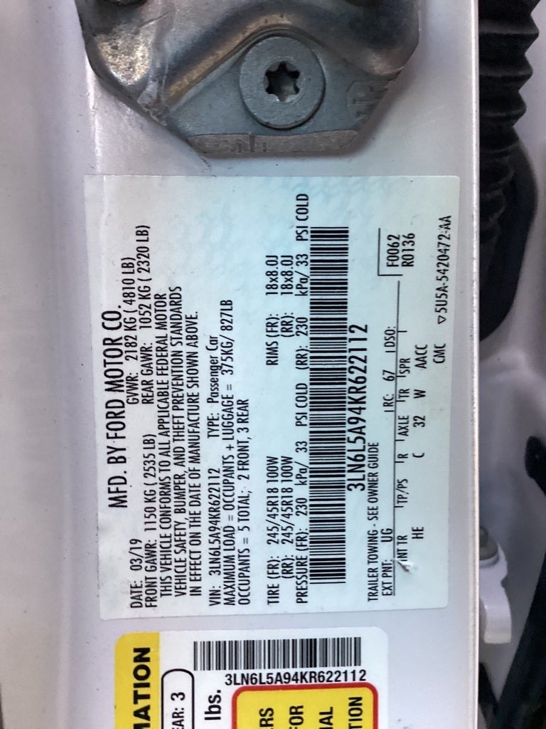 2019 Lincoln MKZ Standard