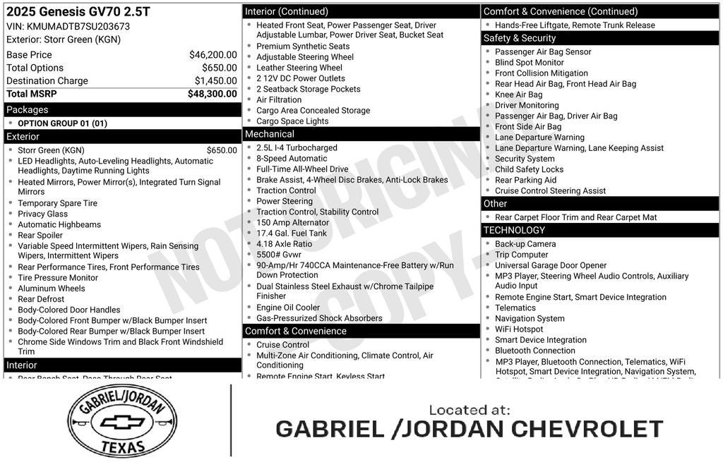 2025 Genesis GV70 2.5T