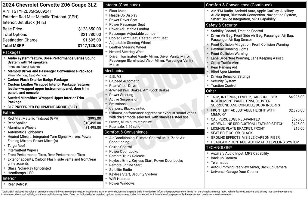 2024 Chevrolet Corvette Z06 3LZ