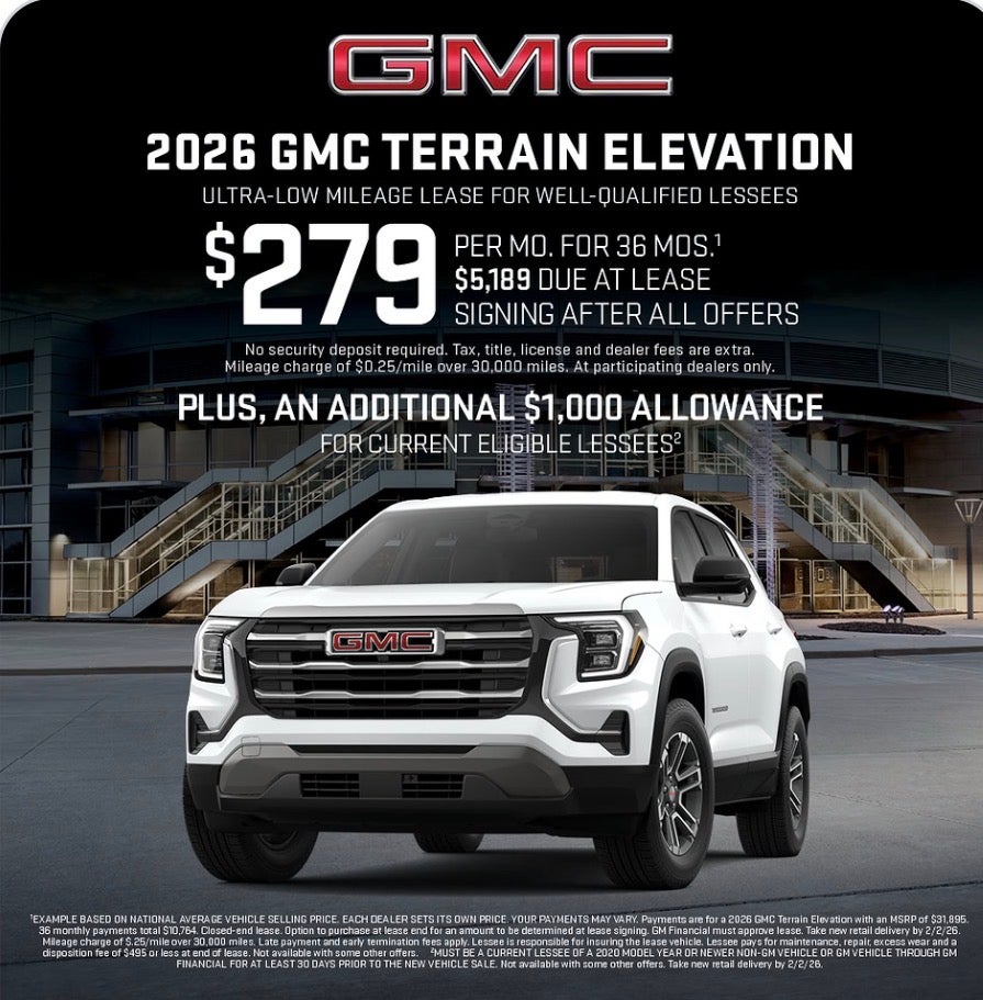 $279 Per Mo. for 36 Mos. - 2026 GMC Terrain Elevation